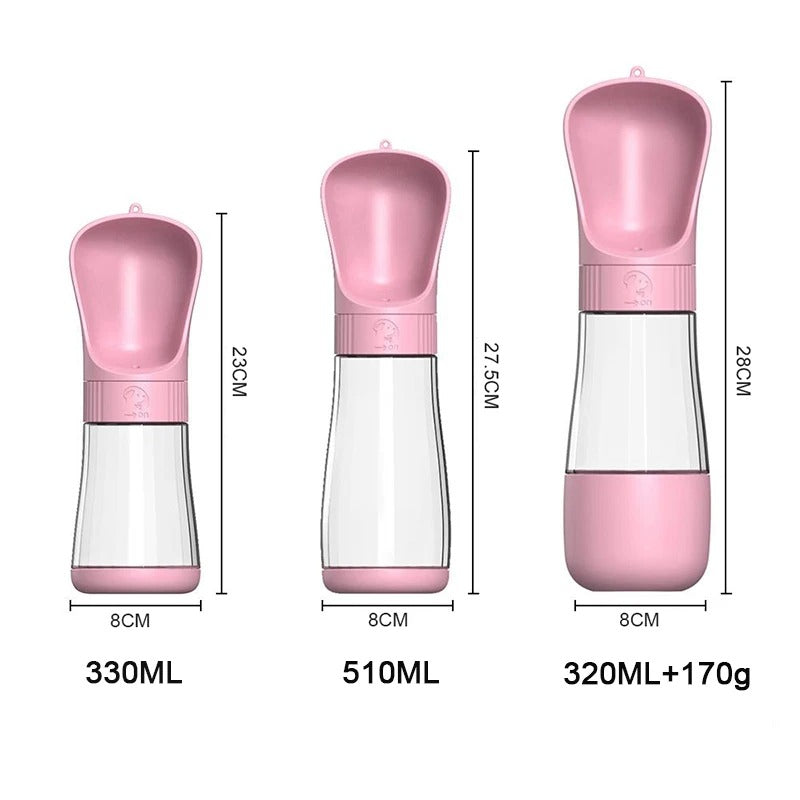 Portable Pet Water Bottle With Food Container