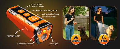Dog Bark Deterrent Device, 3X Ultrasonic Anti Barking, 6 Training Modes 23 FT Range Barks No More Indoors Outdoors Behavior Correct Safe & Humane Rechargeable Compact Bark Control for Dogs