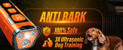 Dog Bark Deterrent Device, 3X Ultrasonic Anti Barking, 6 Training Modes 23 FT Range Barks No More Indoors Outdoors Behavior Correct Safe & Humane Rechargeable Compact Bark Control for Dogs