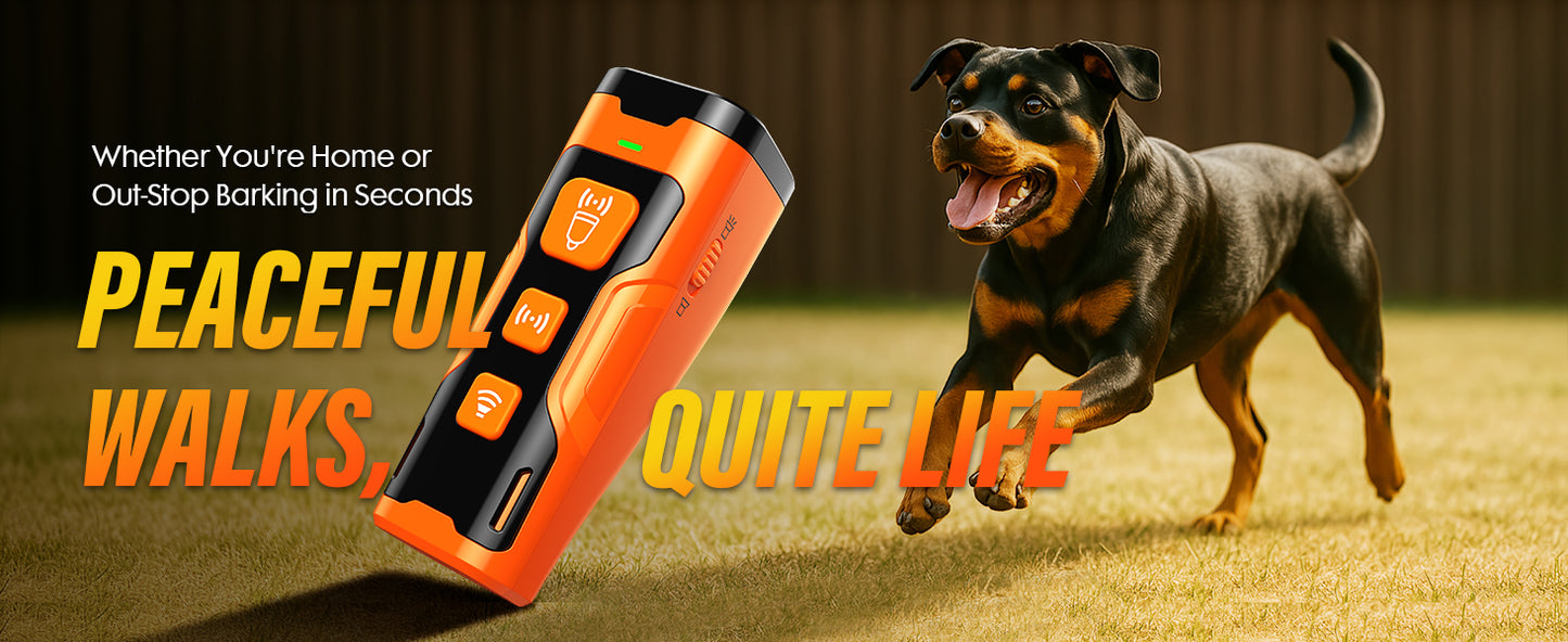 Dog Bark Deterrent Device, 3X Ultrasonic Anti Barking, 6 Training Modes 23 FT Range Barks No More Indoors Outdoors Behavior Correct Safe & Humane Rechargeable Compact Bark Control for Dogs